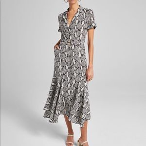 NWT A.L.C. Clarkson Midi Shirt Dress in Nude Snake Print 0